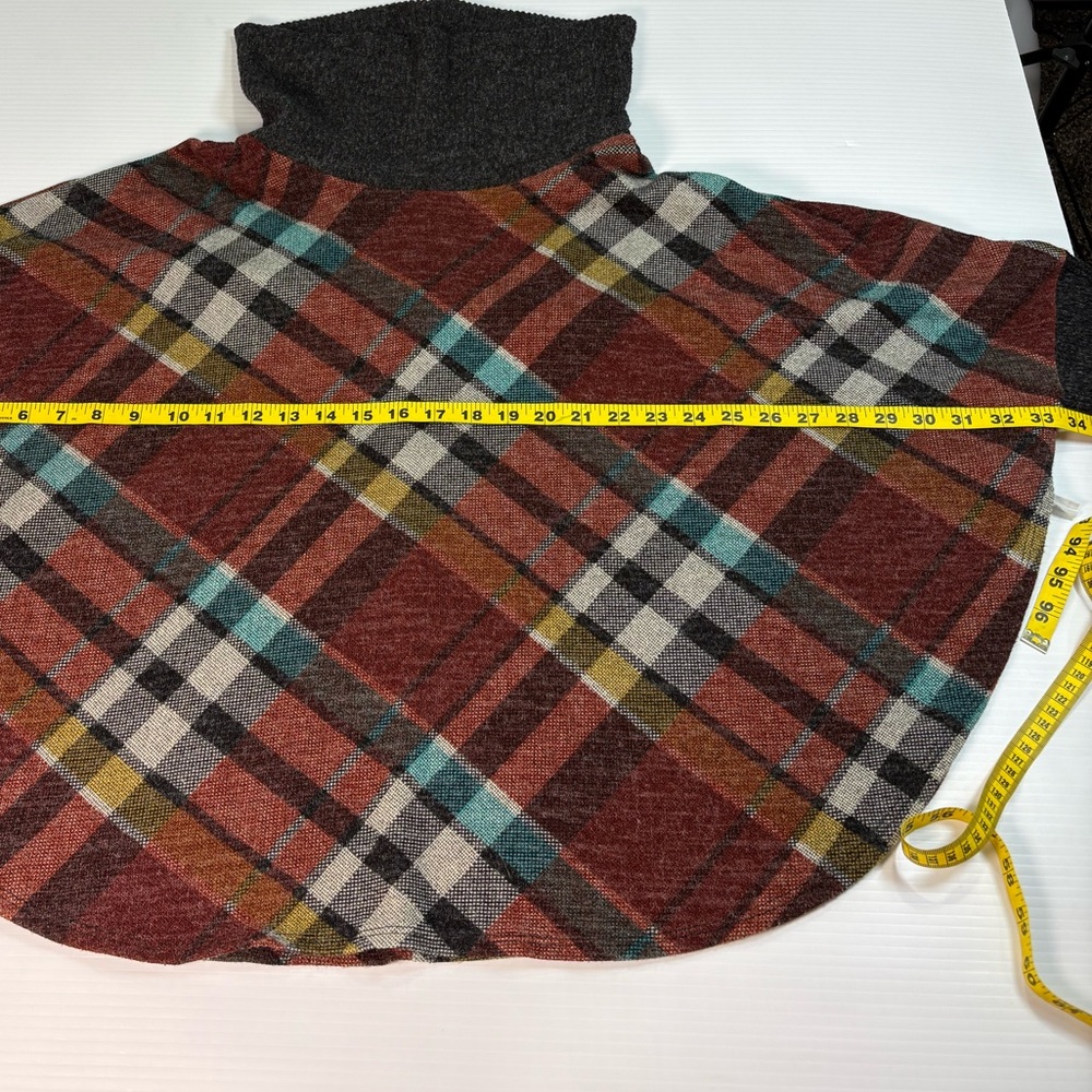 Chris & Carol Multicolor Plaid Cowl Neck Artsy Boho Lagenloom Poncho Sweater 2XL - Picture 15 of 15